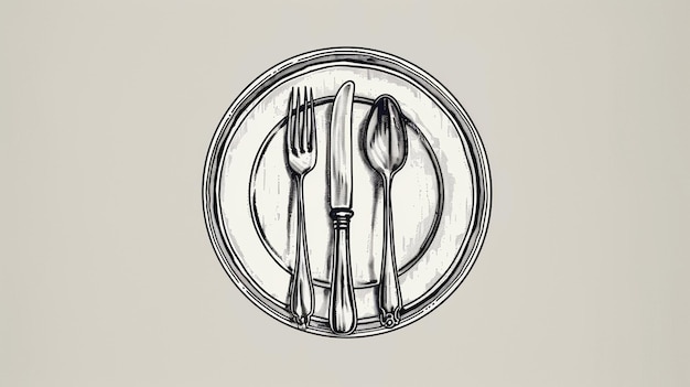 a drawing of a fork knife and fork with forks