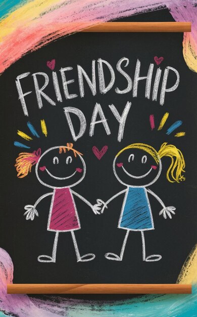 Photo a drawing of friendship day with a drawing of friends