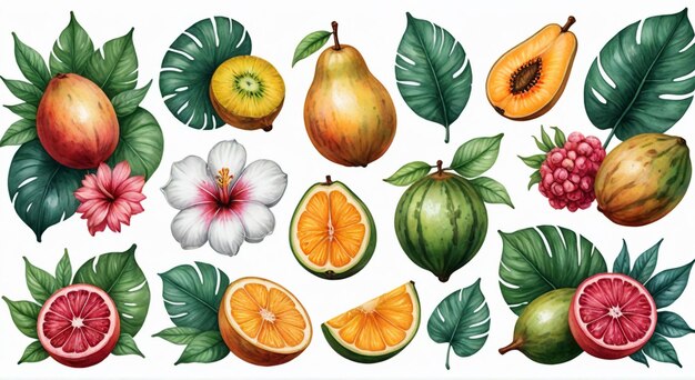 Photo a drawing of a fruit and flower