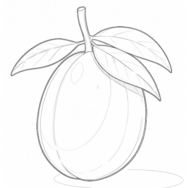 Photo a drawing of a fruit with a leaf on it