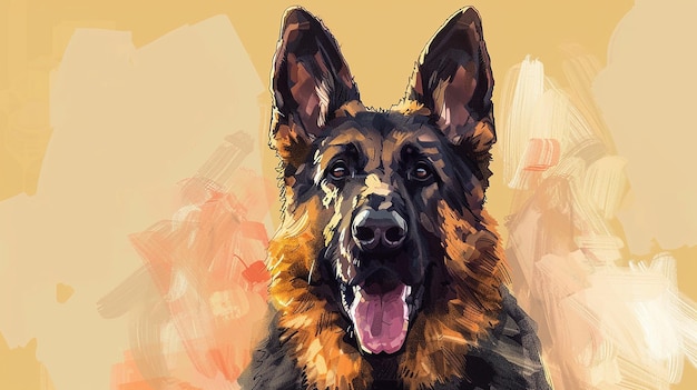 Photo drawing of german shepherd with hanging