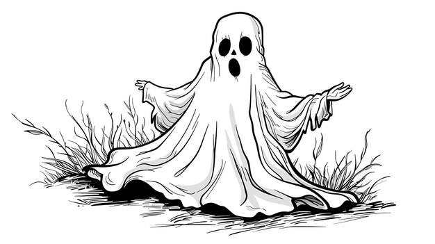 Photo a drawing of a ghost with a ghost on it