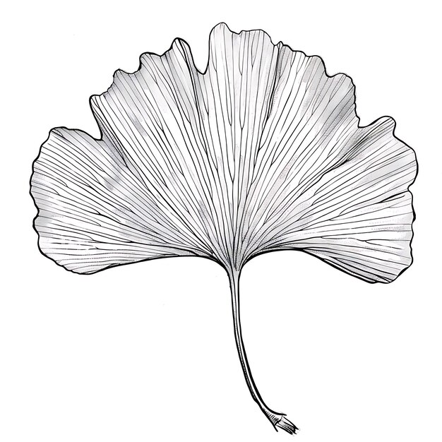 Photo a drawing of a ginknife leaf on a white background