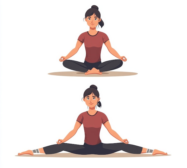 a drawing of a girl doing yoga exercises