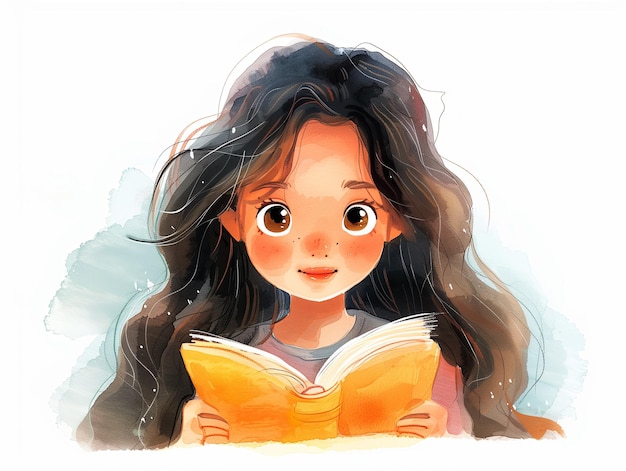 a drawing of a girl reading a book called a girl