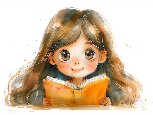 a drawing of a girl reading a book called a girl