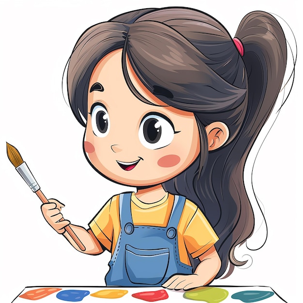 a drawing of a girl with a paint brush