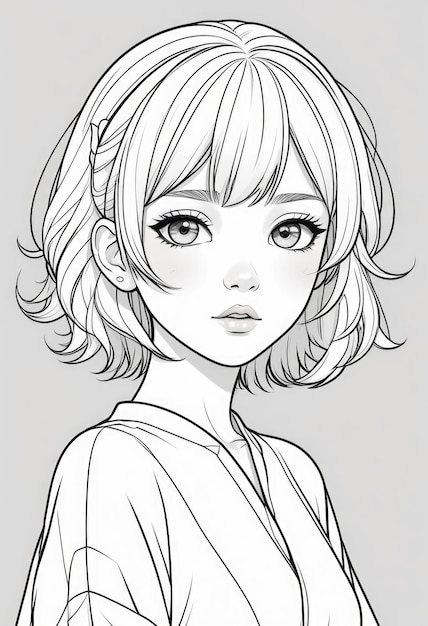 a drawing of a girl with a short haircut