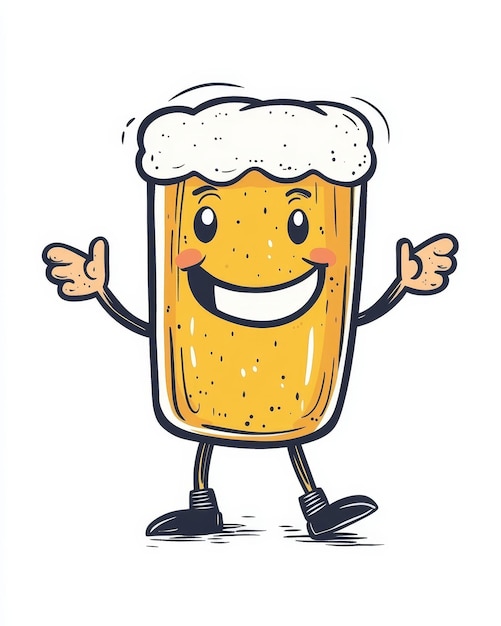 Photo a drawing of a glass of beer with a smiley face