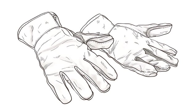 a drawing of a glove with a white background and a black and white drawing of a glove with a tag that says  s  on it