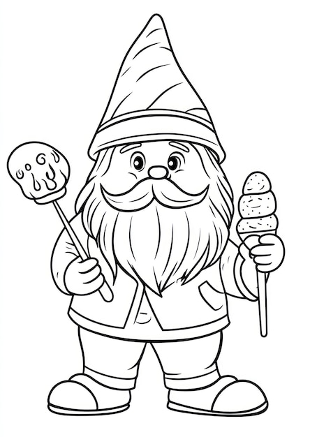 Photo a drawing of a gnome with a candy cane and a candy cane