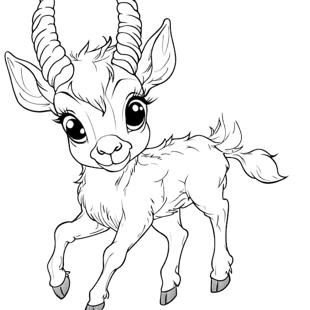 Photo a drawing of a goat with horns and horns