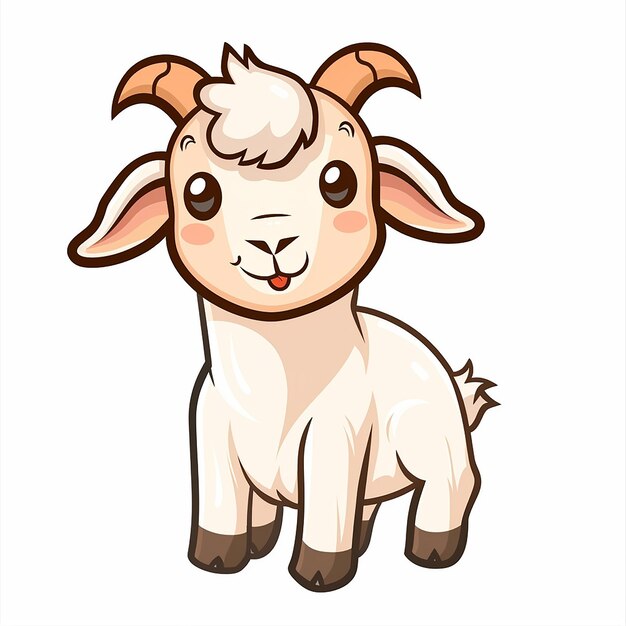 a drawing of a goat with a pink nose and a brown nose and a brown nose