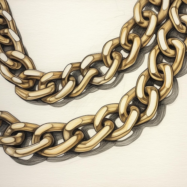 A drawing of a gold chain with the word " on it "