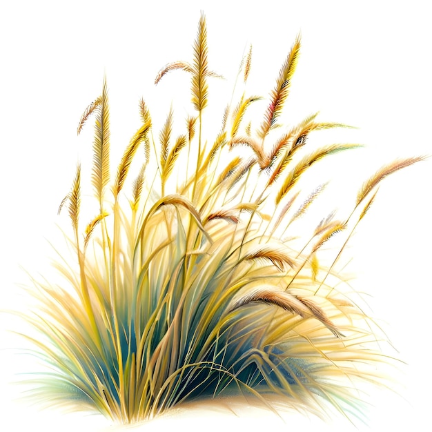 Drawing of grass African savannah theme white background