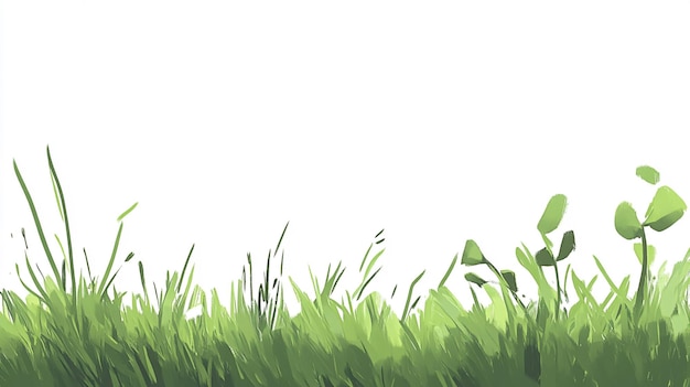 Photo a drawing of a grass with a green background