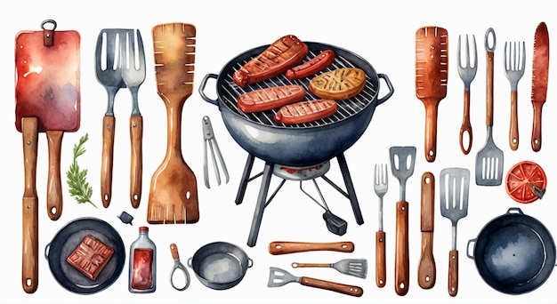 Photo a drawing of a grill with a picture of sausages and grills