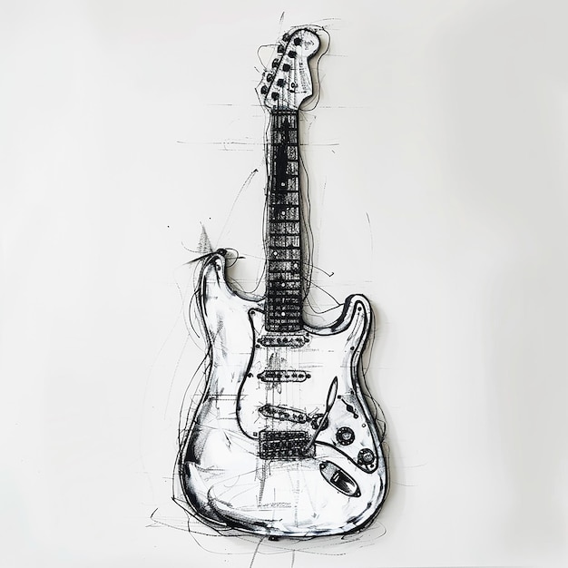 a drawing of a guitar that has a drawing of a guitar on it