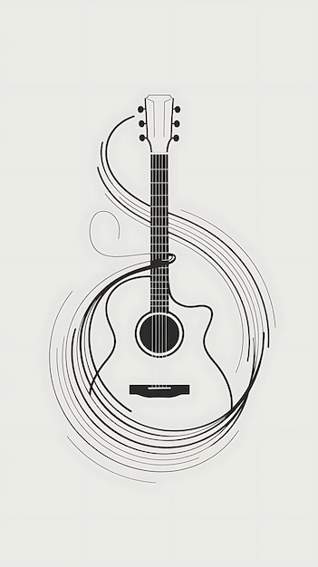 Photo a drawing of a guitar that has a spiral pattern on it