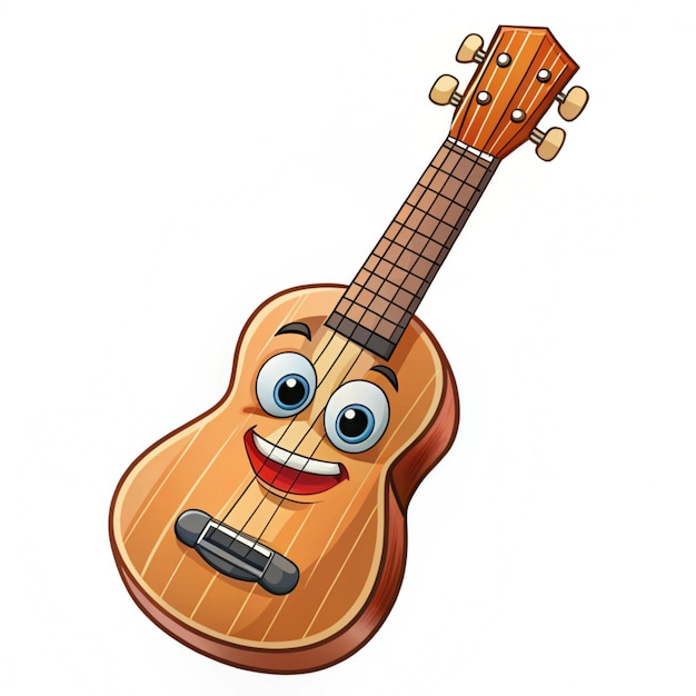 a drawing of a guitar with a face on it