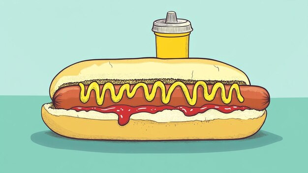 Photo a drawing of a hamburger with a container that says hot dog on it