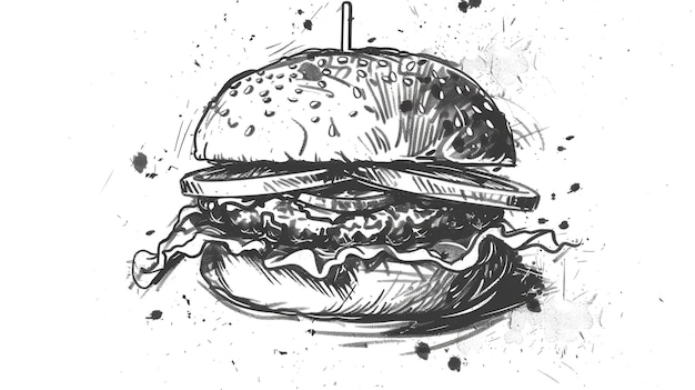 Photo a drawing of a hamburger with a knife in it