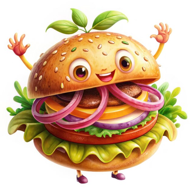 Photo a drawing of a hamburger with onions on it and a smiley face