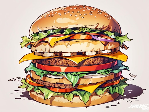 a drawing of a hamburger with a picture of a hamburger on it