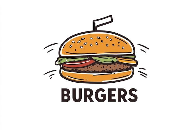 a drawing of a hamburger with the words burgers on it