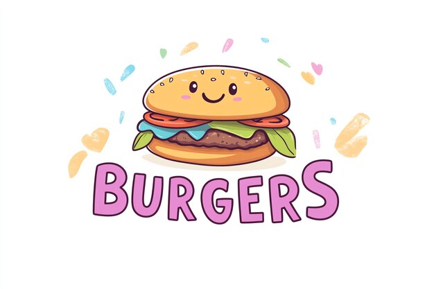 a drawing of a hamburger with the words burgers on it