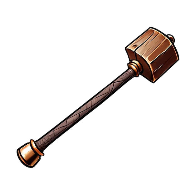 a drawing of a hammer with a brown handle