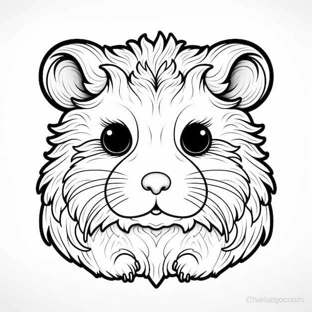 A drawing of a hamster with a big eyes and a long mane generative ai