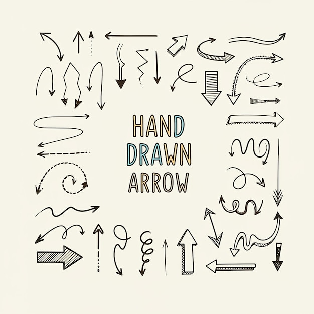 Photo a drawing of a hand drawn arrow with the words hand drawing on it