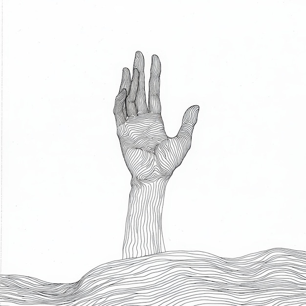 Photo a drawing of a hand that has the word  hand  on it