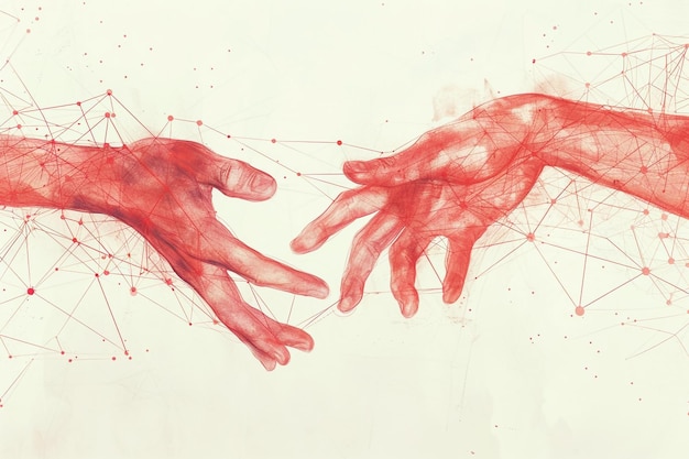 a drawing of hands that say hands are touching