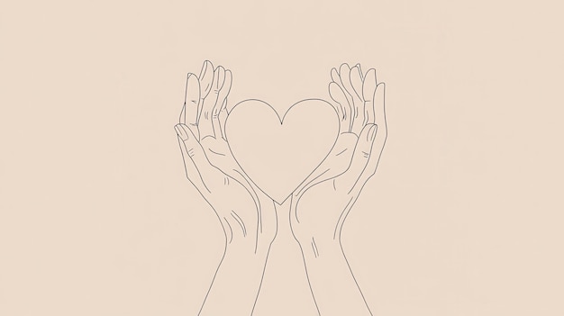 Photo a drawing of hands with a heart drawn in black and white