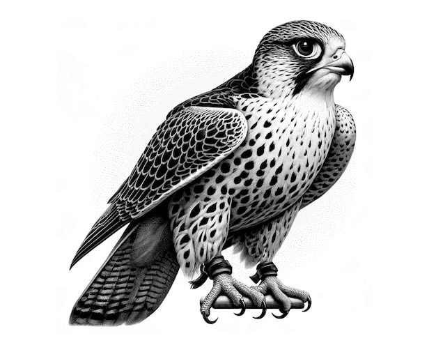 a drawing of a hawk with a bird on it