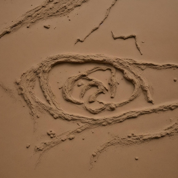 a drawing of a heart in the sand with a drawing of a person in the sand