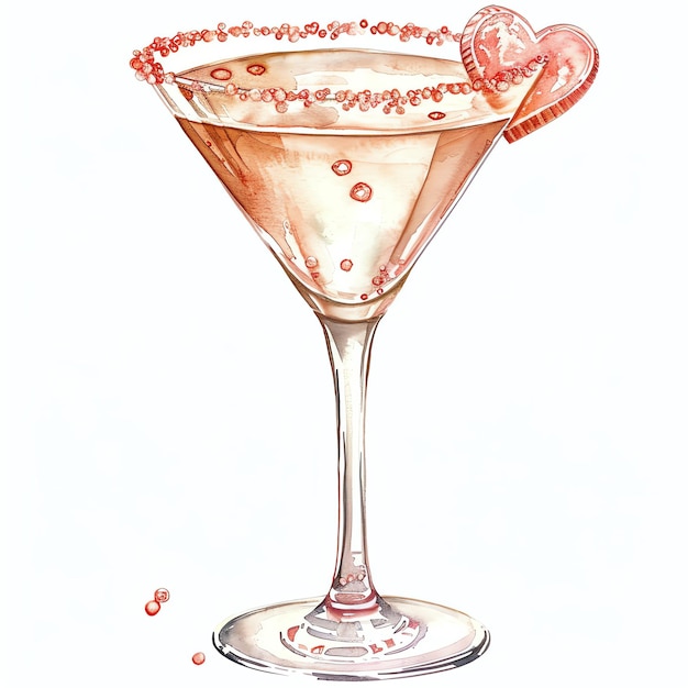 a drawing of a heart shaped drink with a heart in the middle