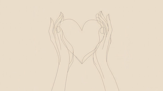 drawing of a heart with hands