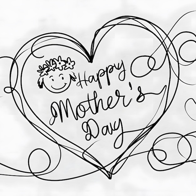 a drawing of a heart with a message that says quot happy mothers day quot