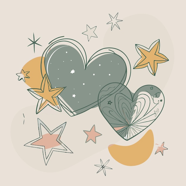 Photo a drawing of a heart with stars and a heart with a star on it