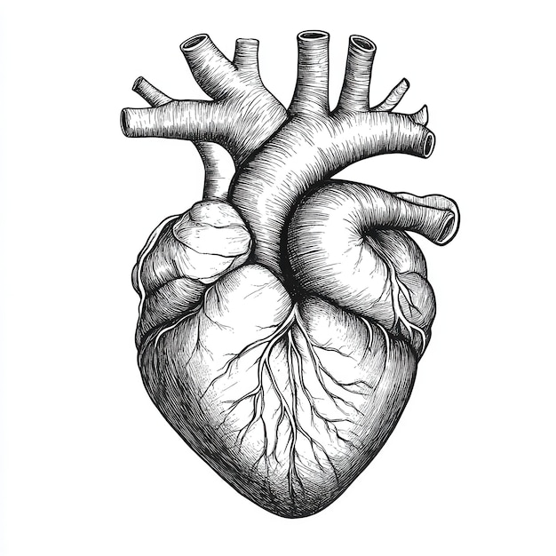 a drawing of a heart with the word human heart on it