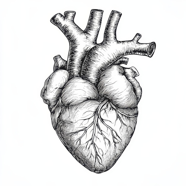 Photo a drawing of a heart with the word human heart on it