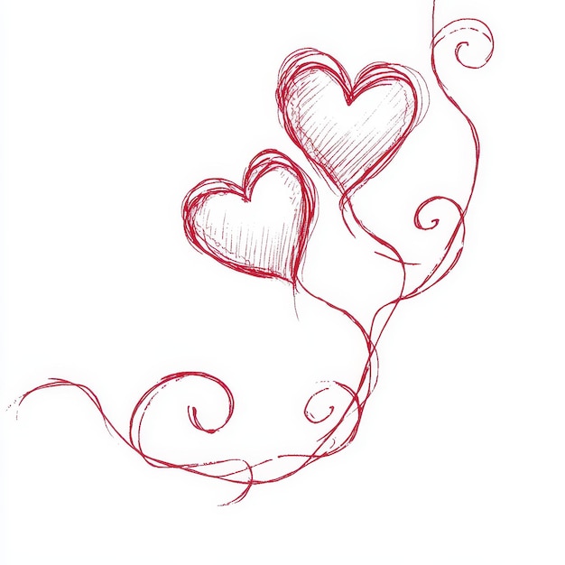 Photo a drawing of hearts with a red line and a heart that says  love