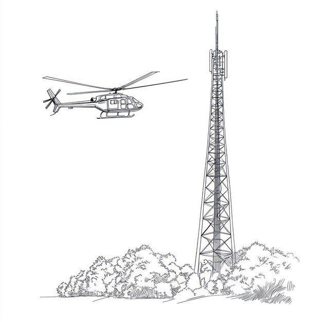 Photo a drawing of a helicopter with the words  fly - in  on it