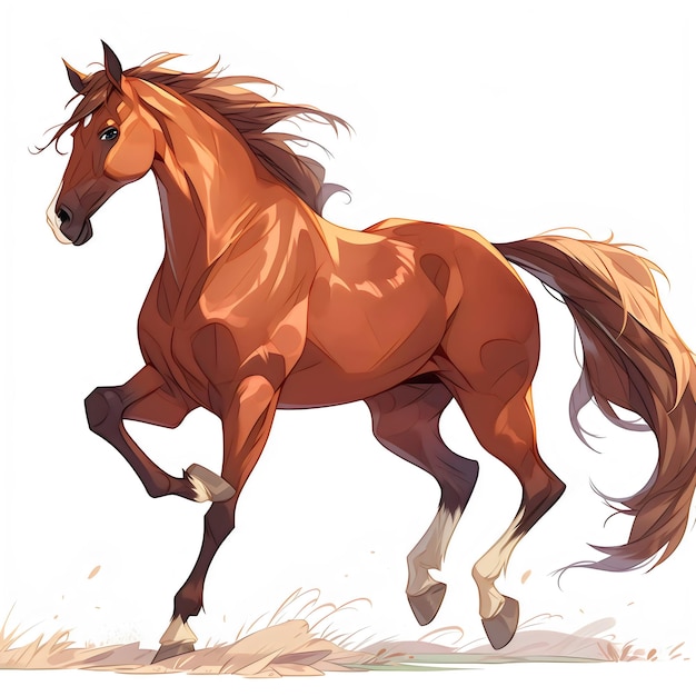 a drawing of a horse that has a brown tail