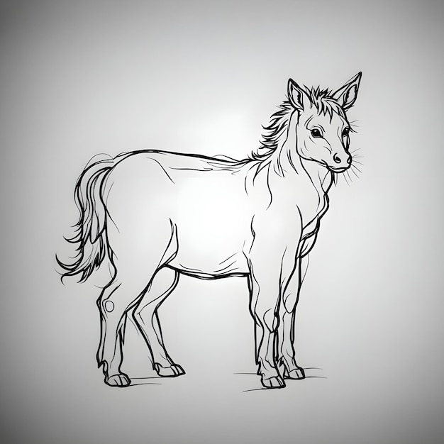 Photo a drawing of a horse that has a tail that says  a horse