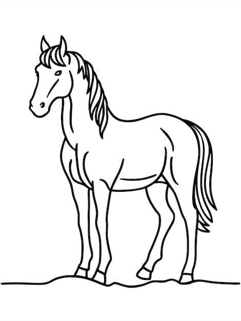 Photo a drawing of a horse that is black and white