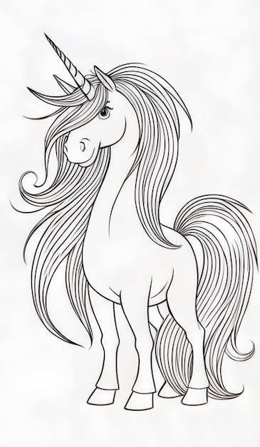 Photo a drawing of a horse with a black and white tail